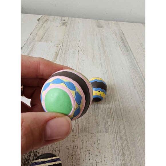 Vintage faux chocolate egg Easter spring decor set pink striped - Picture 7 of 11